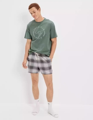 Loungewear American Eagle AE Flannel Shorts Grise Homme | CYA-40384751